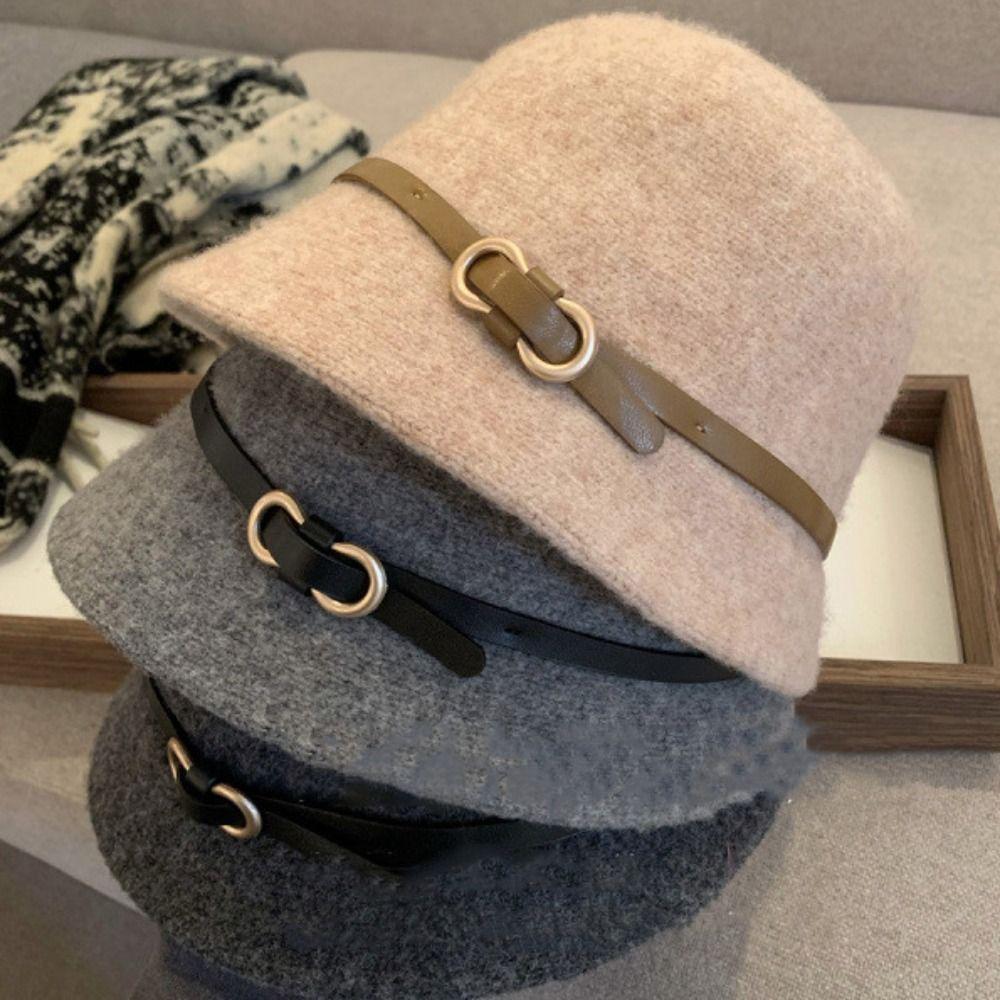 Pure Color Women's Formal Hat Elegant Basin Hat Fashion Wool Fisherman Hat  Streetwear