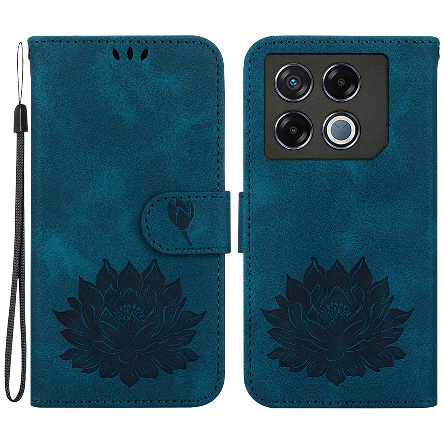 

For Infinix GT 20 Pro 5G Case Leather Stand Flip Phone Cover Lotus Flower Blue