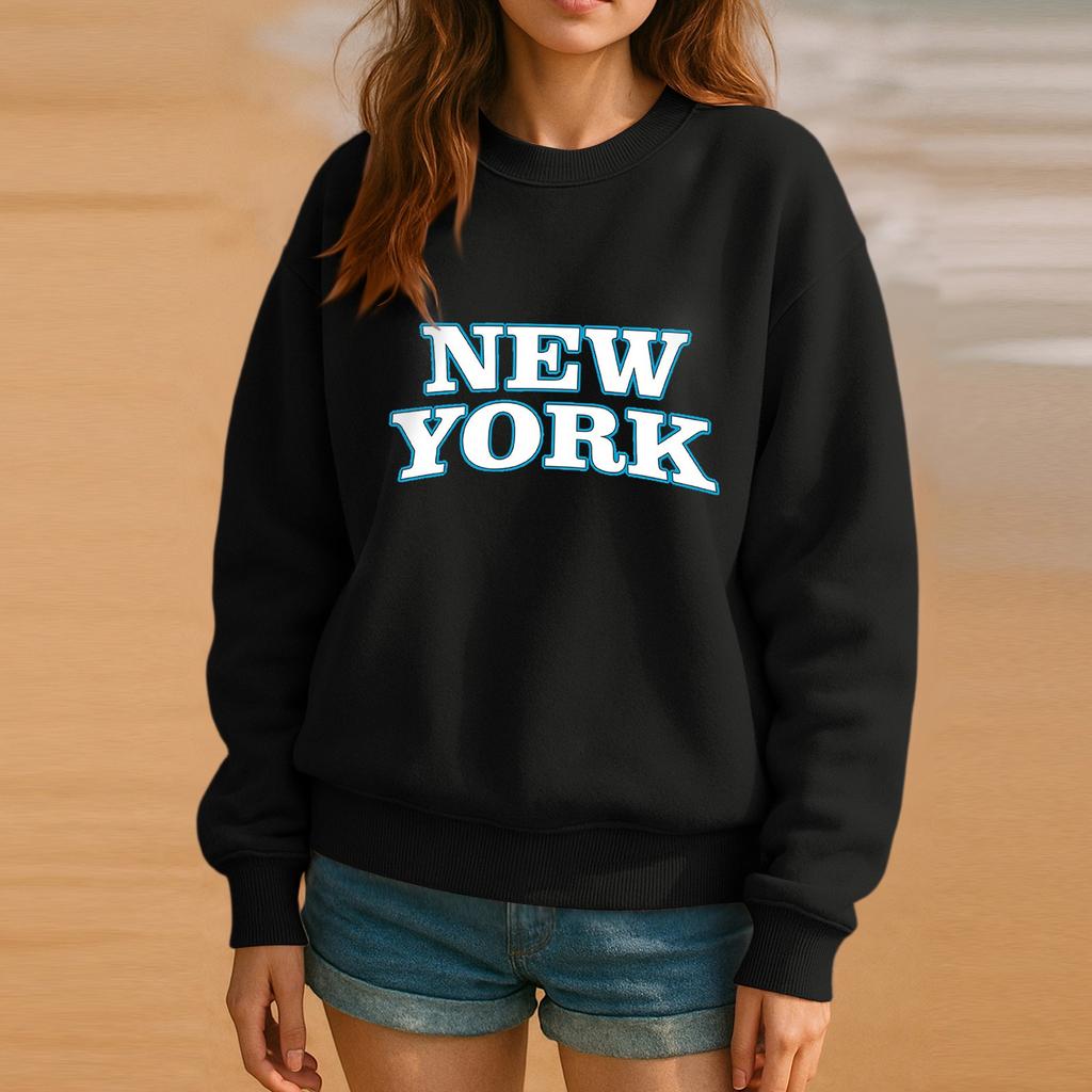 Genser med rund hals for kvinner Høst Grafiske gensere Ferie Langermet Nedsenket skulder Pullover