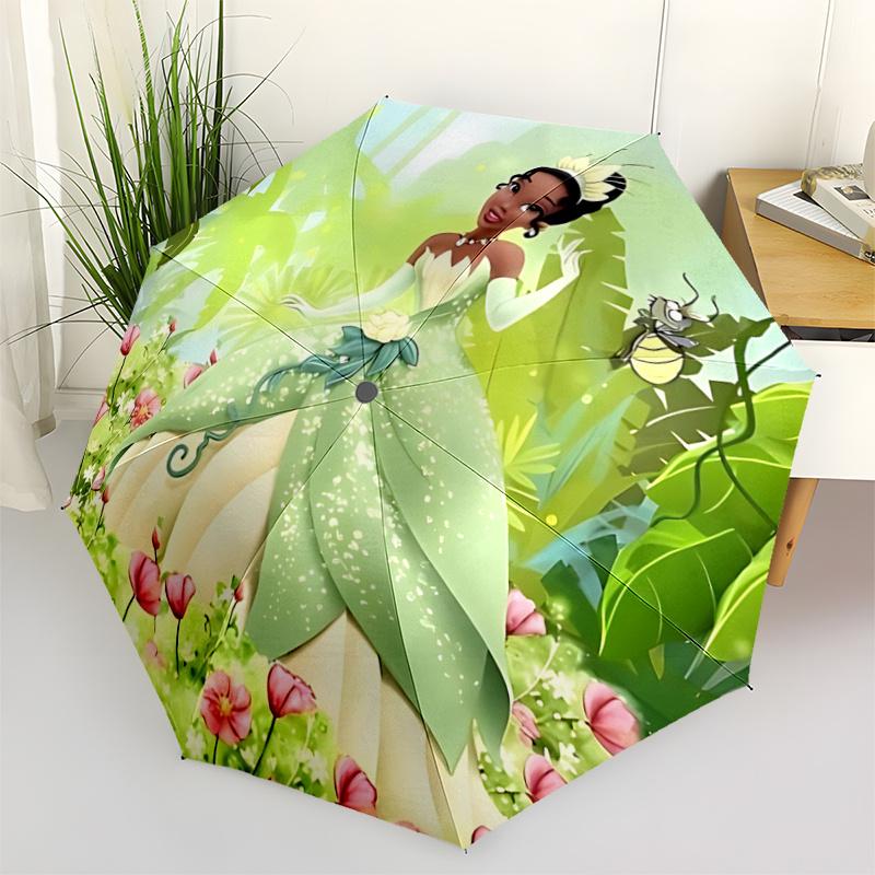 

1pc Beautiful Princess Tiana Automatic Open/CloseUmbrella-CuteUmbrella with Cute Design, Portable 3-Fold Compact Umbrella for Men & Women, V