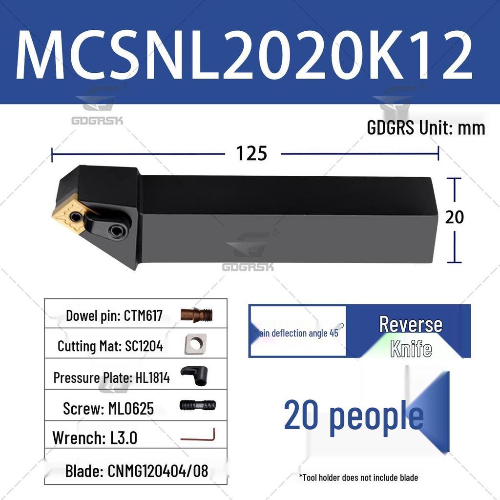 CNC Tool Holder Lathe, 45-Degree Main Cutting Edge, MCSNR2020K12/3232P16.