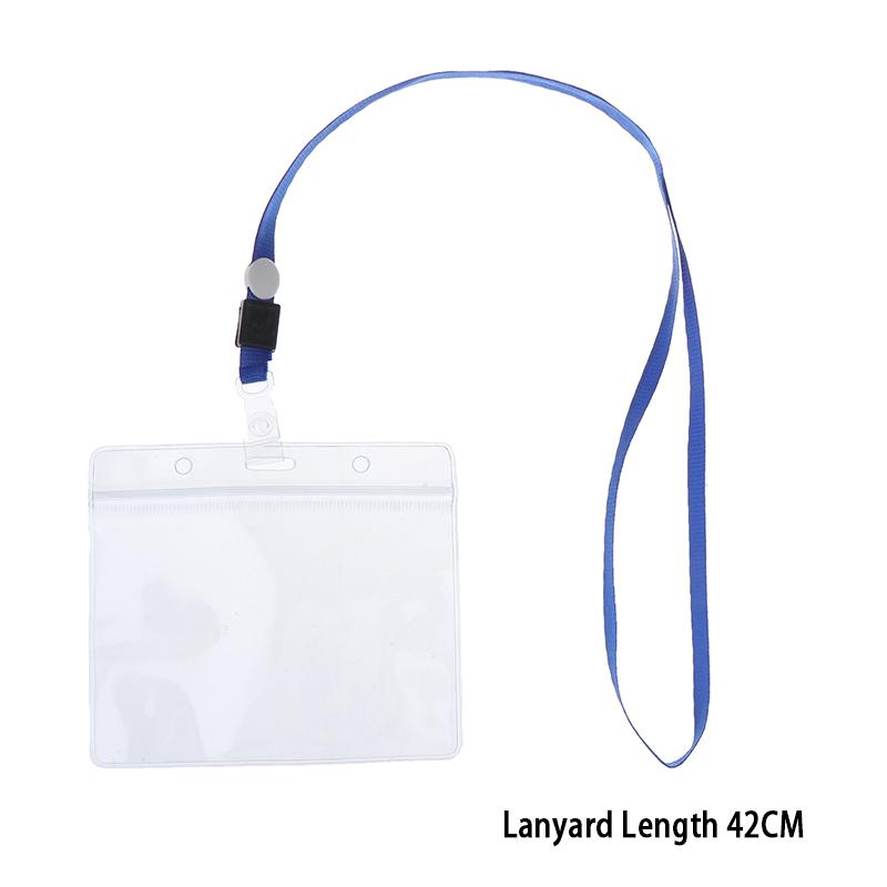 20Pcs Waterproof Sleeve Pouch With Sealing Strip Lanyards Id Badge Holder Plastic Protector Case Clear Pvc Name Plate Card Bag