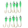 10Pcs Ice Fishing Jigs Barbed Winter Jigging Lures Mini Hook Accessories Green Tadpole Shape