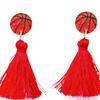 1 Pair Drop Earrings Sports-Themed Baseball Football Basketball Style Lightweight Soft Layered Tassels Red White Green Earrings Cheer Accessories