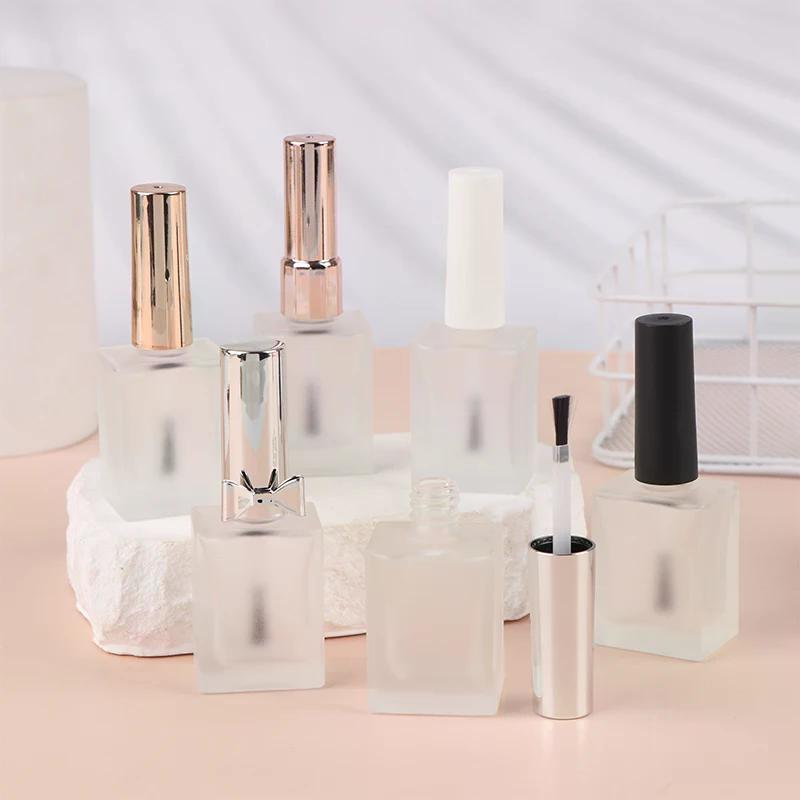 15ml Empty Frosted Round Nail Polish Bottle With Portable Brush Nail Art Container Glass Nail Oil Bottles Light-Resistant