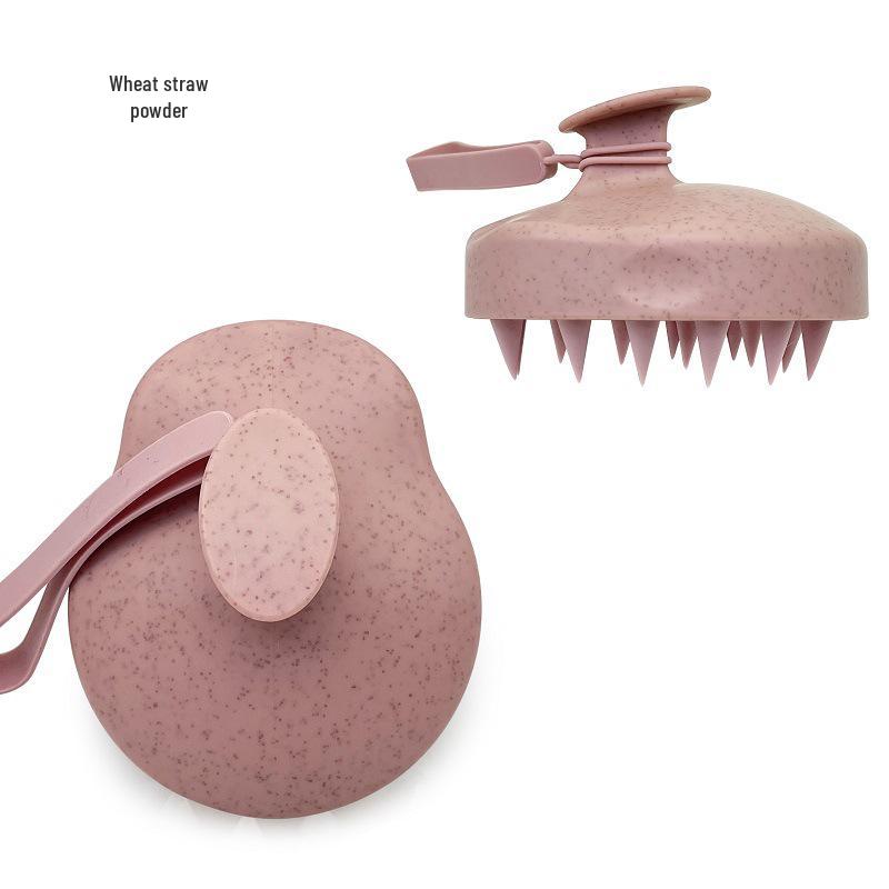 Wheat Straw Morandi Silicone Shampoo Brush, Scalp Massager with Lanyard