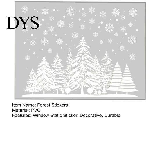 Versatile Adhesive Forest Patterns White Winter Window Static Sticker, Waterproof PVC Snow Scene Snowflake Clings for Glass Wall Decal, Silhouette Art