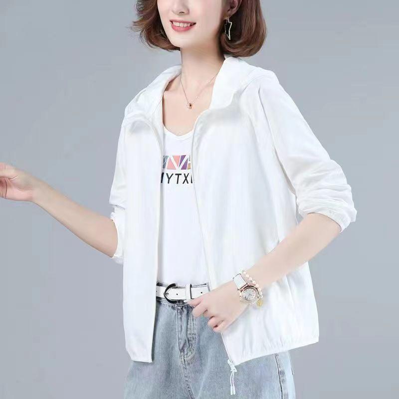 Women Sun Protection Clothing Summer  Anti-Ultraviolet Coat Female Hooded Jacket Zipper Loose Outerwear
