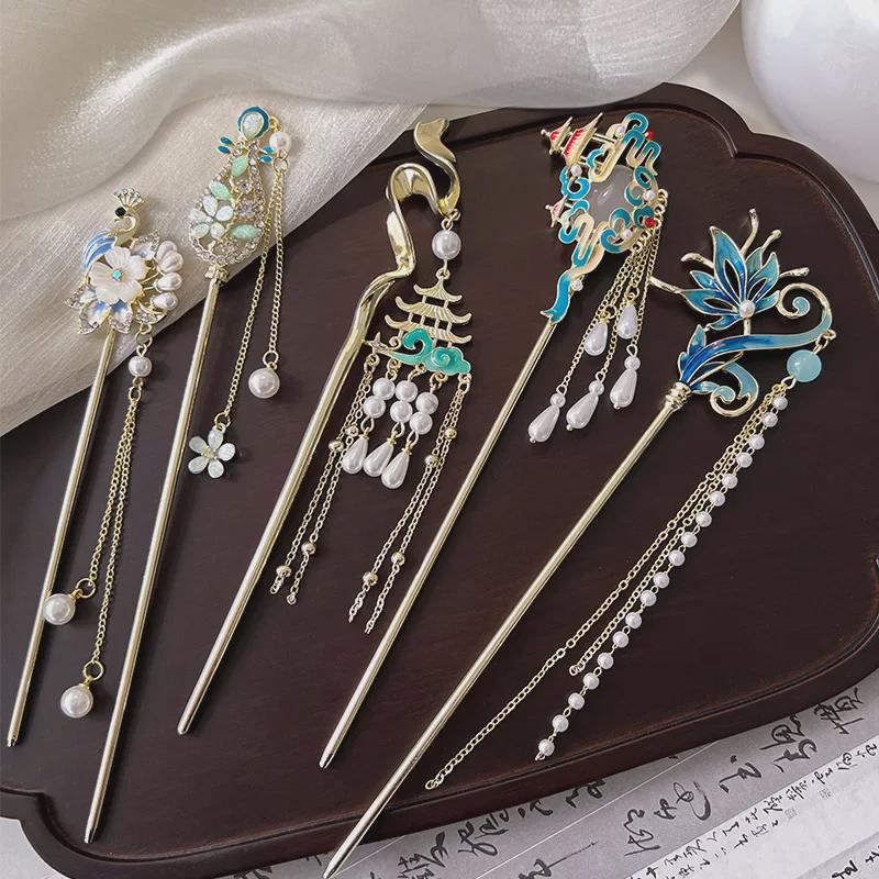 Hanfu Girls' Tassel Hairpin Headdress - Traditional Chinese Hair Accessory