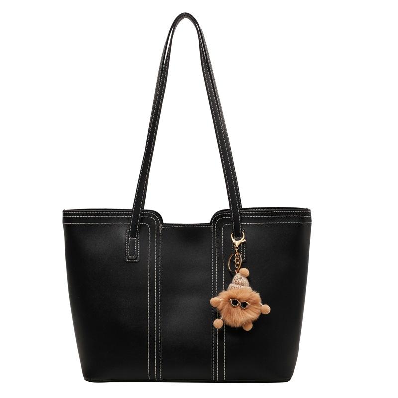 

Bag women s new fashion trend shoulder bag women s simple and versatile small bag popular soft leather tote bag women Without pendant чёрный