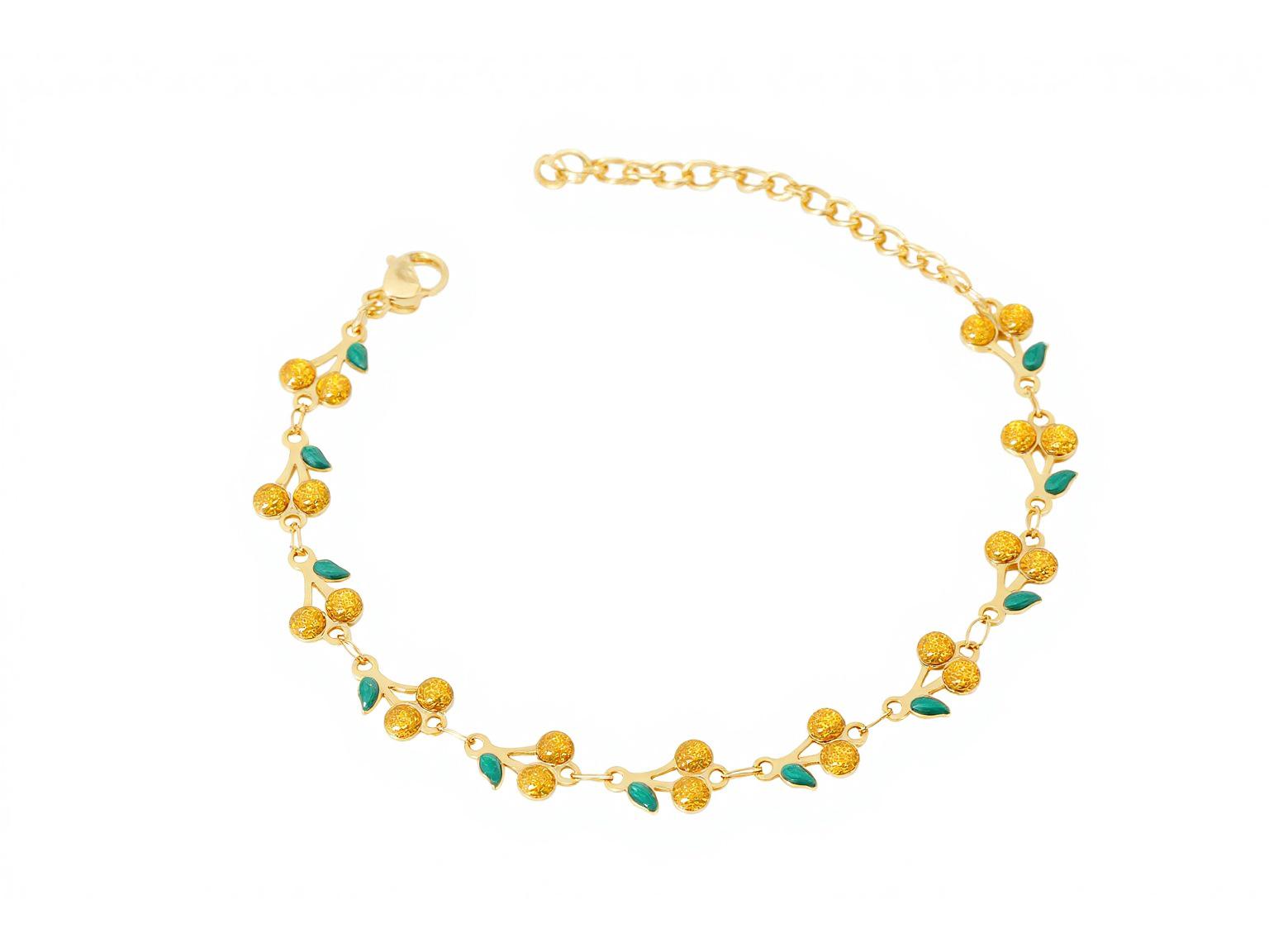 18k Gold Cherry Crystal Bracelet - Exquisite Light Luxury Stainless Steel Women s Jewelry