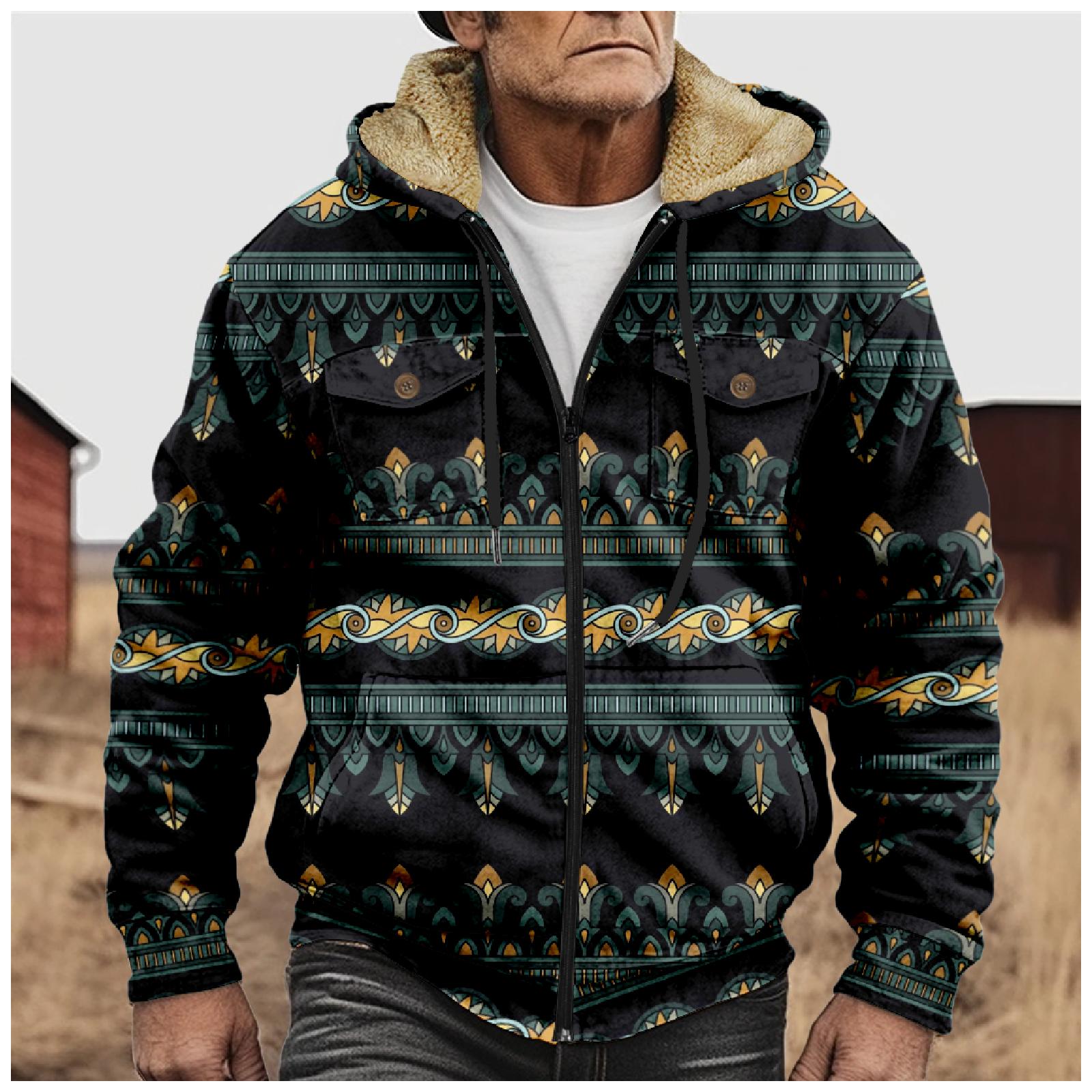 Mianduijifengba Heren Winter Rits Capuchon Fleece Sweatshirt Met Opgestikte Zak Casual Jack XL