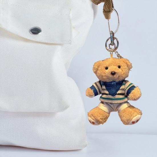6 Inch Plush Bear Keychain Cartoon Bear Bag Charm Cute Stuffed Animal Keyring for Backpack Handbag Keys Hanging Accessories