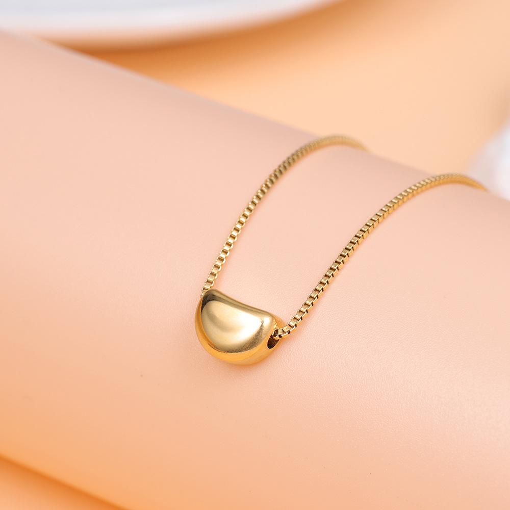 Titanium steel stainless steel gold acacia bean collarbone chain pendant hot-selling niche jewelry