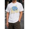 Plus Size - Men's T-Shirt S-5XL Featuring a Cute Blue Cat Sleeping On Clouds With Moon and Stars Graphic Print - a Casual Short-Sleeve Crew-Neck Top