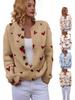 Rundhals-Cardigan-Pullover zum Valentinstag mit 3D-Herz-Print - Strickware im europäischen amerikanischen Stil