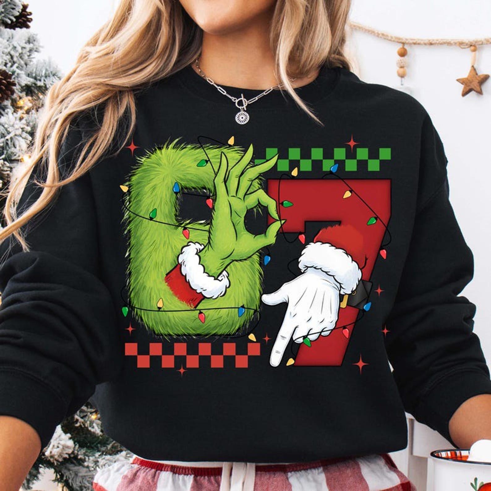 Six Seven 6 7 Christmas PNG, Trendy Christmas Meme Viral Digital design Checkered Xmas Humour, Funny Christmas png, Trending 67 Christmas 2XL