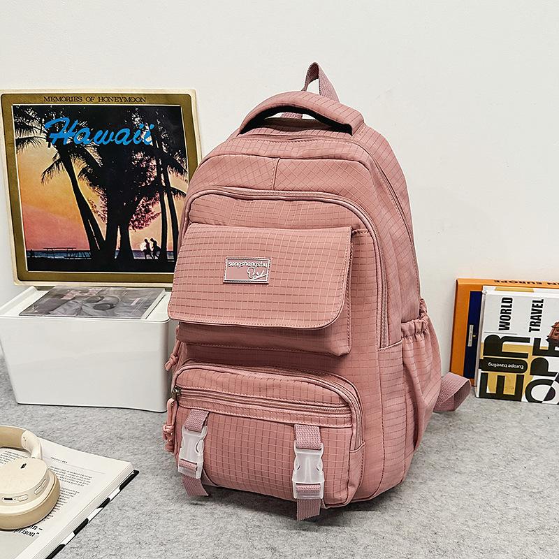 School bag Korean ins solid color backpack couple casual simple lightweight versatile large capacity