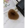 MAIA Rabbit Fur Heart Keychain & Charm - Light Brown