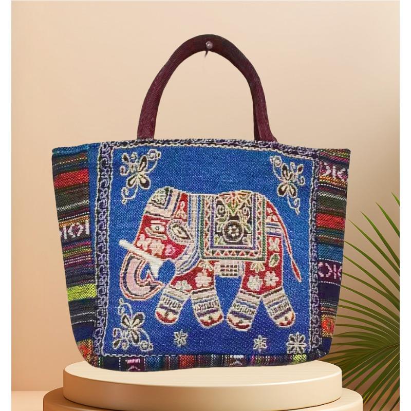 Canvas bag, women's large-capacity double-sided embroidered animal handbag, mommy bag, go shopping, handbag