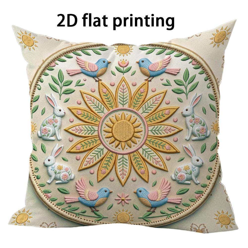 Bohemian floral style theme Doublesided Printed pillow cover Short plush Suitable living rooms bedrooms throw cushion cover