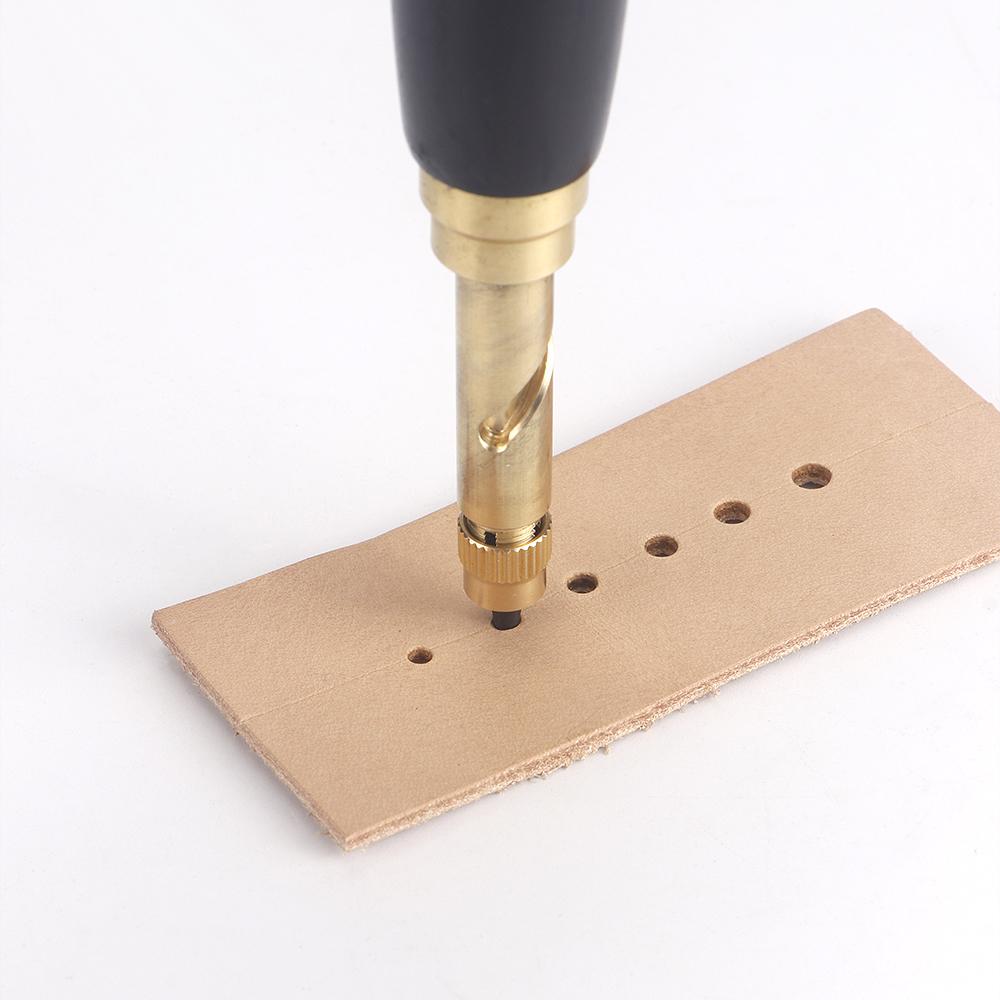6-in-1 Leather Hole Punch Set, Manual Round Hole Punching Tool with Interchangeable Heads, DIY Leathercraft Stamping Tool