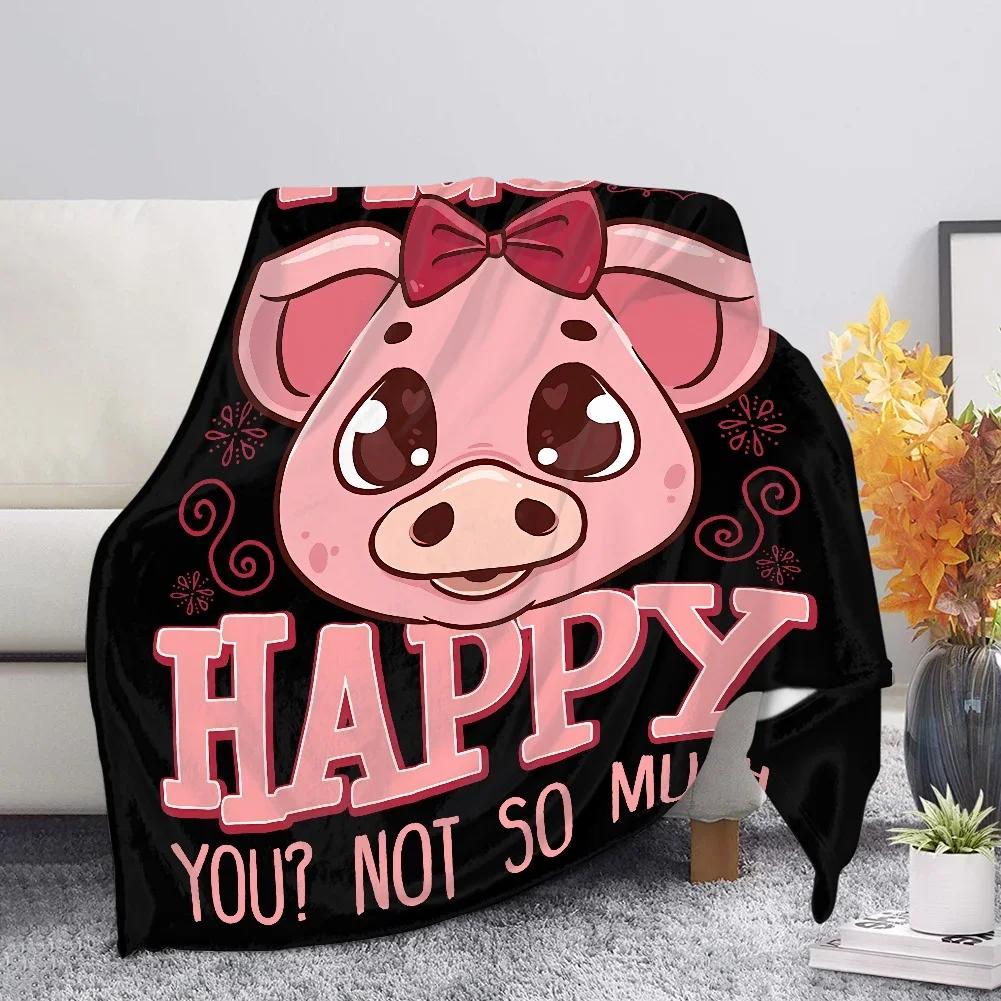 Cute Pig Pink Fleece Blanket Soft Warm Bedroom Throw Blanket On Bed Sofa Bedding Travel Sherpa Blankets for Adult Kids Quilt