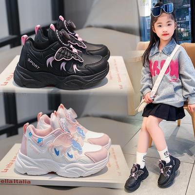 Zapatos deportivos antideslizantes con suela suave para niñas de otoño 2023: Zapatos de papá cómodos y de moda para niños medianos y grandes.