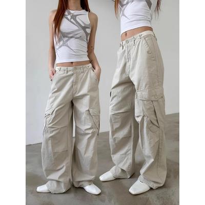 Streetwear Casual Cargo Pants for Women 2024 New Bottoms Summer Thin Straight Trousers Fashion Pockets Korean Pantalon Female
