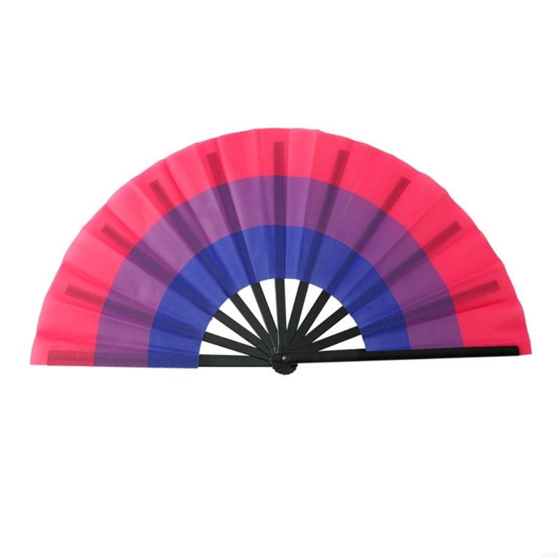 62KD Folding Hand Fans Rainbows Fan Dance Decoration Hand Fans Summer Fan Perfect Props for Summer Music Festivals & Parties