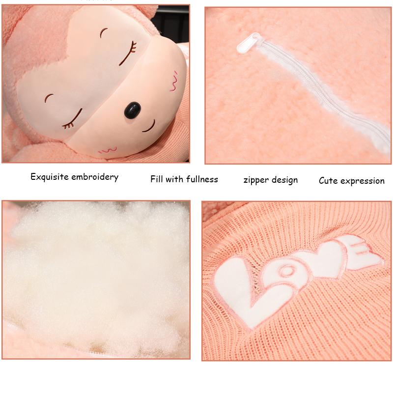 80CM Cute Sleeping Sweater Monkey Plush Toy Soft Plush Filling Soft Home Pillow Sleep Soothing Doll