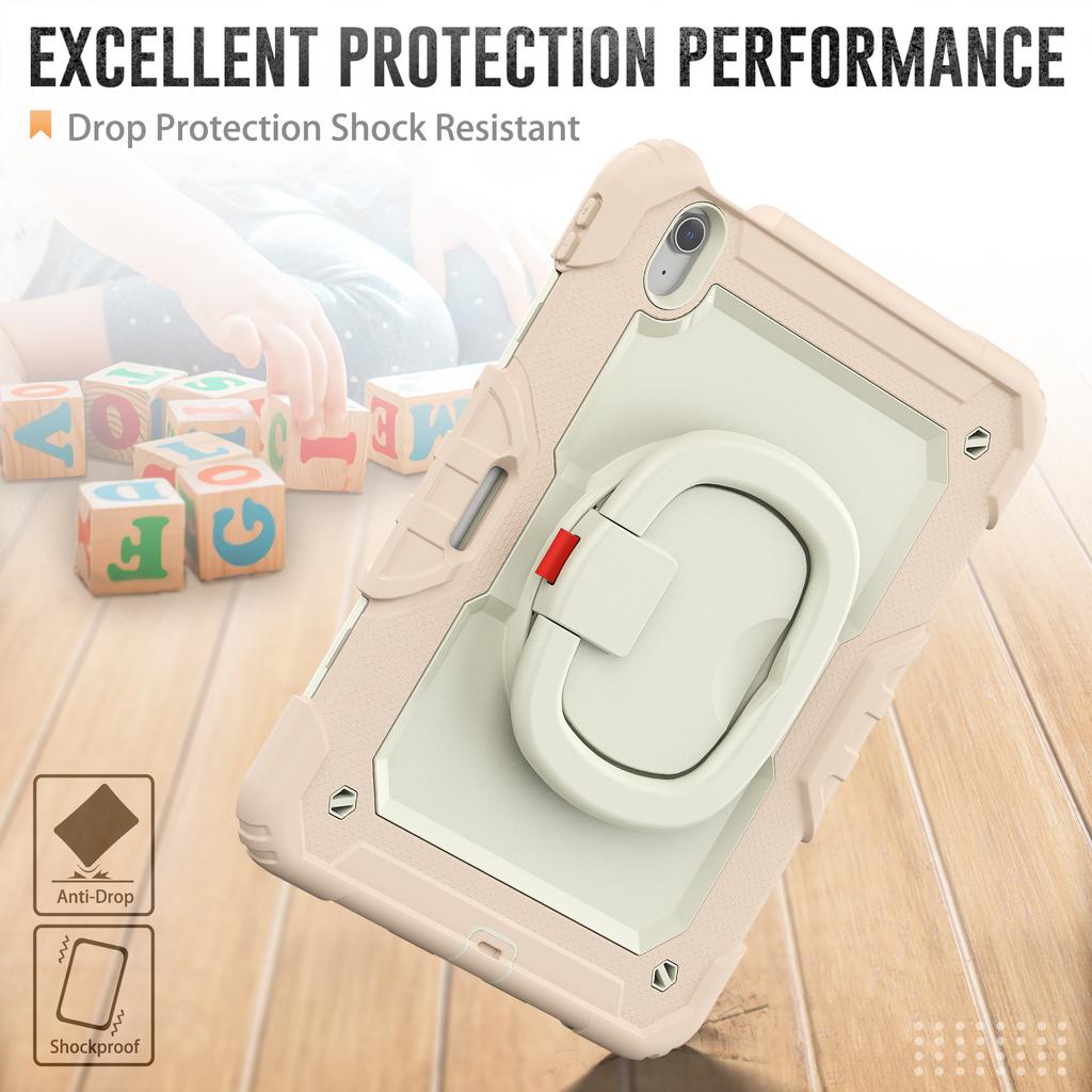 For iPad Air 11 (2025)/(2024) Case Hand Grip Kickstand Pen Slot PC+Silicone Tablet Cover with Strap