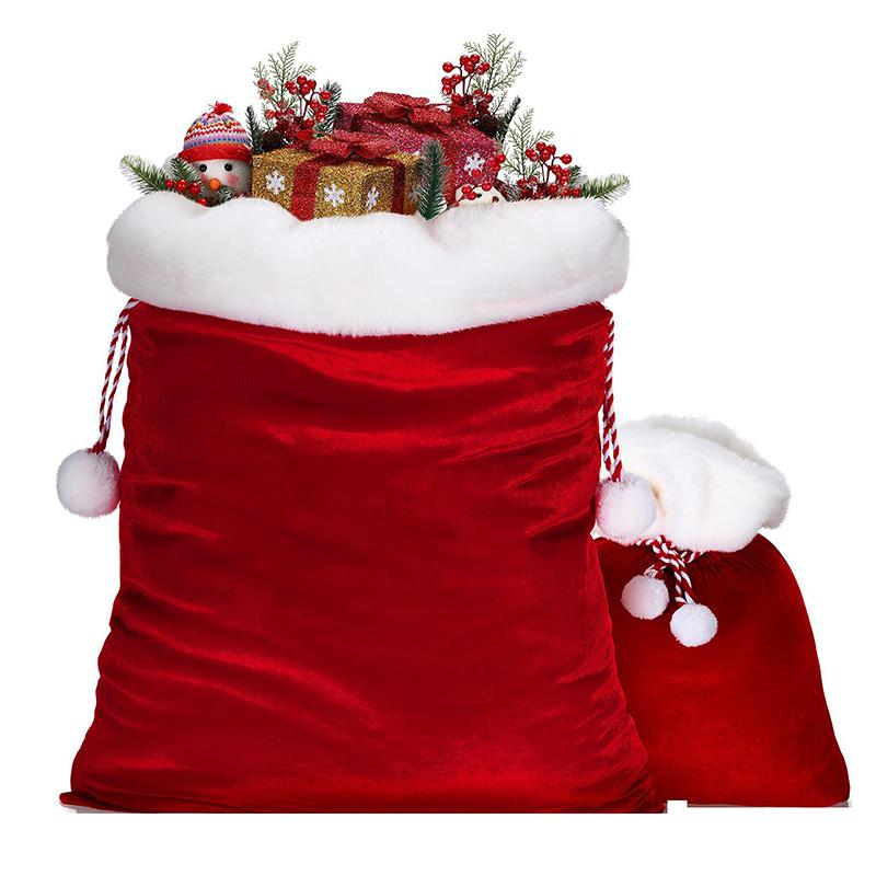 1 Stück Weihnachtsmann Großer Geschenksack Heiligabend Geschenktasche Party Weihnachtsmann Requisite Feiertags-Geschenktasche Beutel mit Kordelzug für Süßigkeiten & Spielzeug