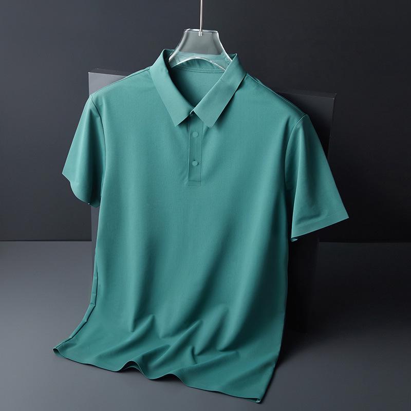 Men's Ice Silk Seamless Short Sleeve Polo Shirt – Business Casual Summer T-Shirt
