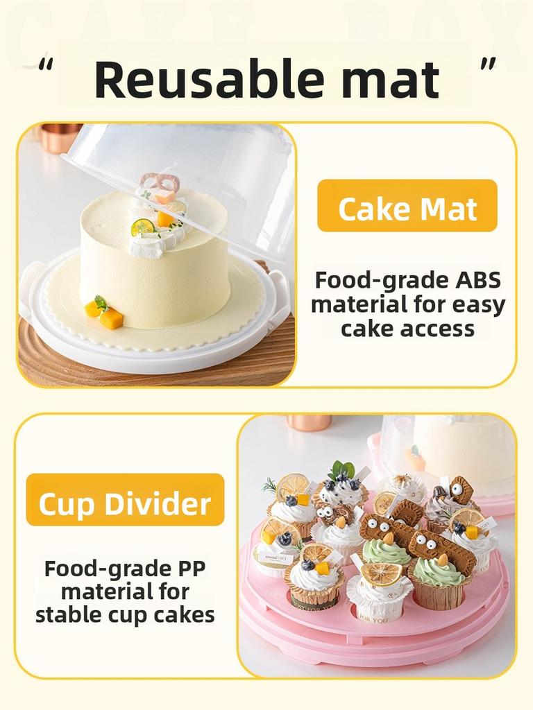 Reusable Transparent Cake Box Handheld Baking Preservation Base Tray for 6 Inch 8 Inch Cakes DIY Baking Tools Kitchen Supplies