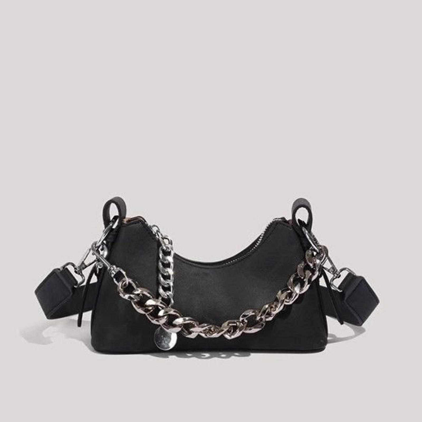 

Женская однотонная универсальная многослойная сумка из искусственной кожи на молнии через плечо, сумка через подмышку, сумка-мессенджер One Size чёрный