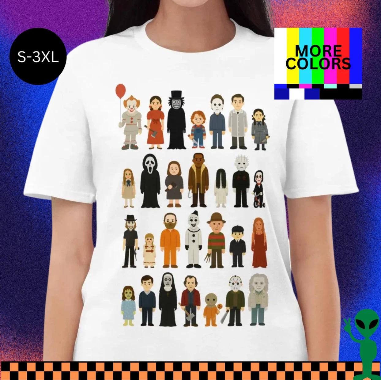Horror Movie Villains Shirt Retro Slasher Mashup Tee Classic Scary Movie T-shirt M