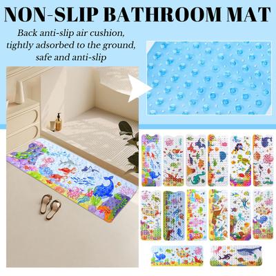 40x100cm Cute Cartoon Sea World Shower Bathtub Mats With Sucker Non-Slip Bath Mat Soft Pad Kid'S Elder Carpet Rug