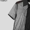 INCERUN Men Sleeveless Stitching Mesh Sheer Transparent Jumpsuits Underwear 