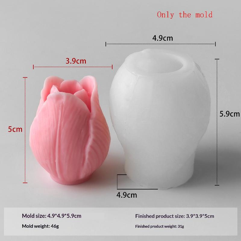 1ks Ručně vyráběná vonná svíčka Sádrové pryskyřičné formy DIY Květiny Tulipán Silikonová forma Domácí sušenky Čokoládové bonbony Pečicí nástroj