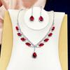 Fashion Two Piece Classic Christian Elegant Christmas Versatile Crystal Bridal Water Drop Rhinestone Necklace Jewelry Sets