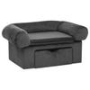 Vidaxl Dog Sofa, With Drawer, Dark Gray, 75X50X38 Cm, Plush