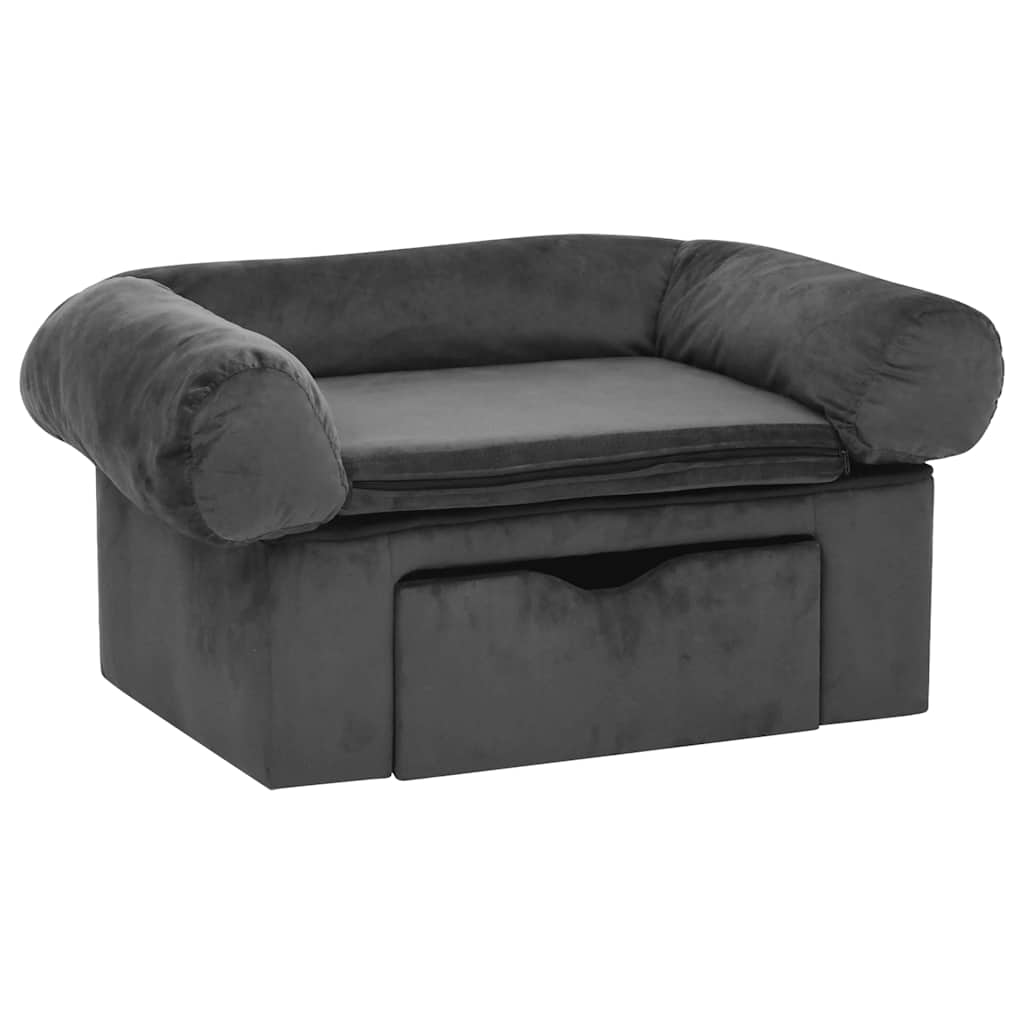 Vidaxl Dog Sofa, With Drawer, Dark Gray, 75X50X38 Cm, Plush