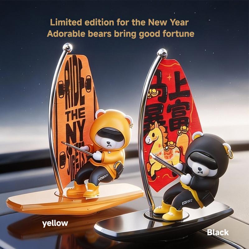 1 Stück Auto-Wackel-Surfer-Bär Kreatives Ornament für Auto-Mittelkonsole Autozubehör