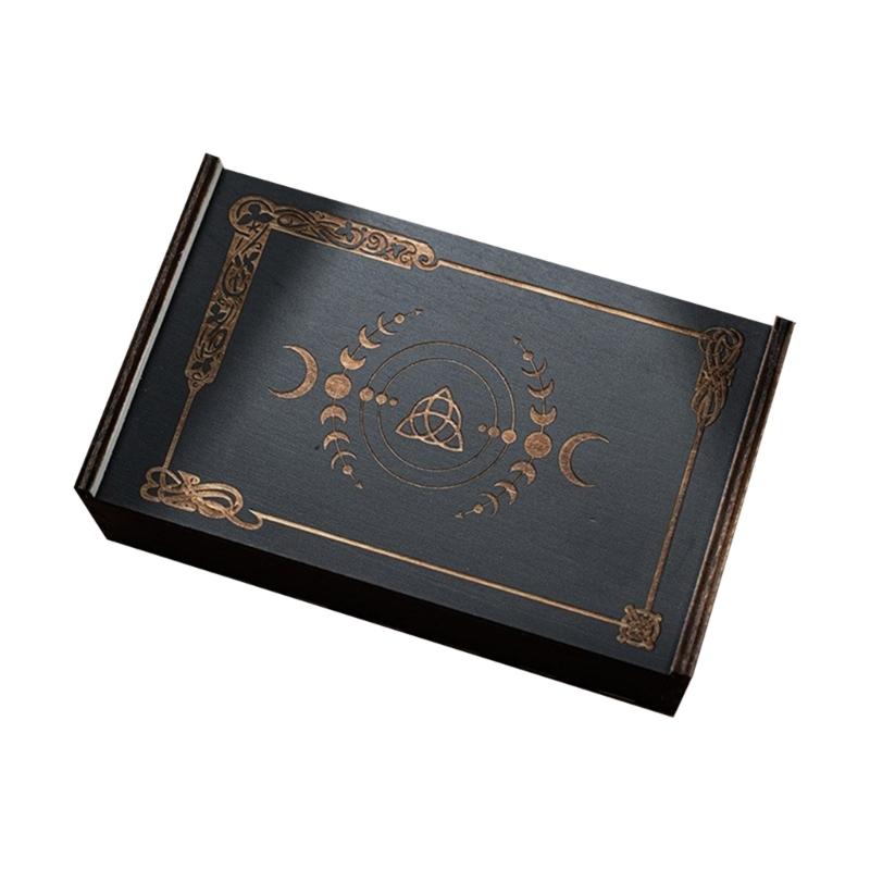 Astrologys Divination Storage Case Push Pull Card Container Wood Tarot Card Storage Case Portable Tarot Cards Box