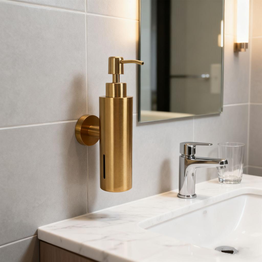 Moderní nerezový nástěnný dávkovač mýdla pro kuchyň a koupelnu