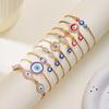 Classic Turkish Blue Evil Eyes Bracelet for Women Men Shining Rhinestone Palm Push Pull Adjustable Bracelet Lucky Jewelry Gift