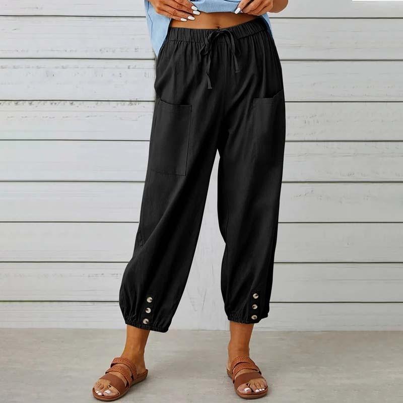 2025 Women's Loose High-Waisted Wide Leg Linen Cotton Pants