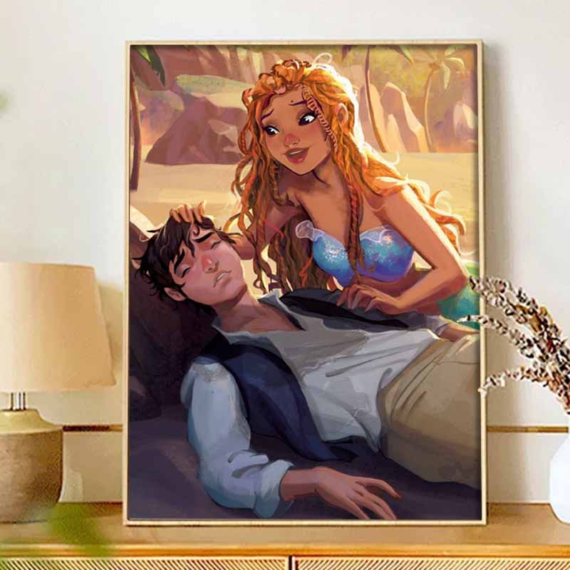Disney Diamond Painting 5D DIY Mermaid And Man Diamond Art Diamond Painting Kit Adult/Beginner Gift Idea Home Decor