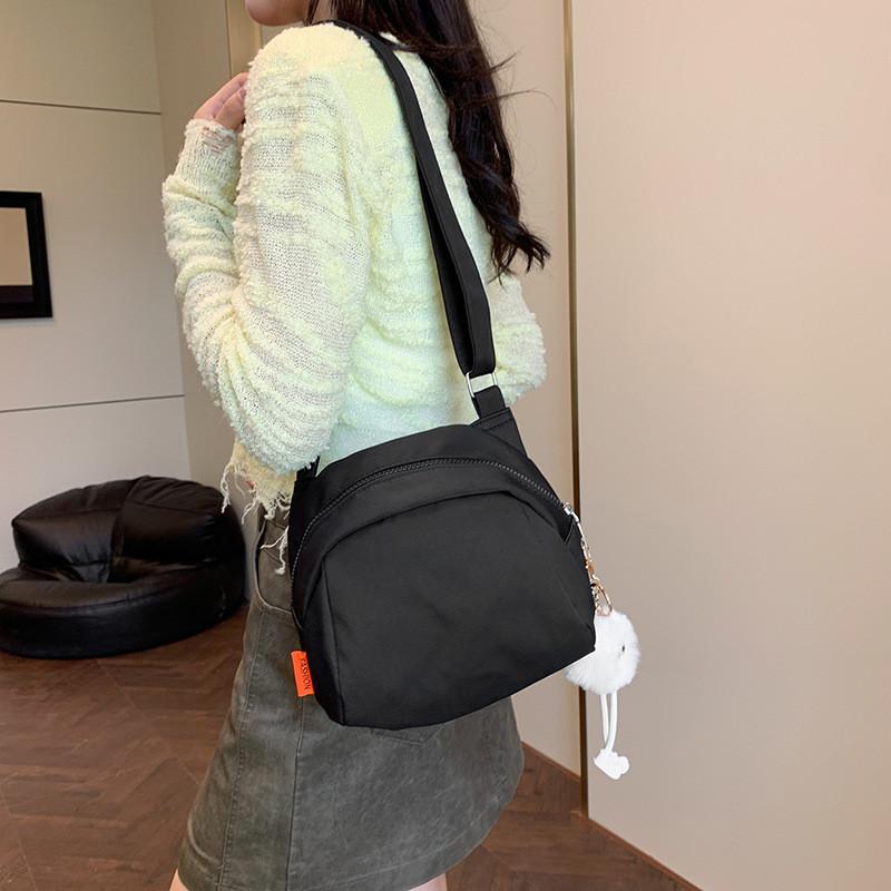 Vintage Small Canvas Crossbody Bag Stylish Washable Fabric Commuter Student Bag In Black White And Blue